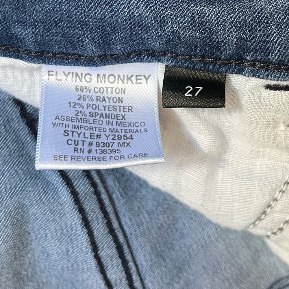 FLYING MONKEY- Flare Blue Jeans Size 27 - Picture 3 of 4